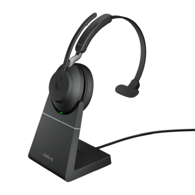 Jabra Evolve2 65 Link380a UC Mono, Bluetooth, inkl. laddningsställ - Svart