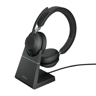 Jabra Evolve2 65 Link380c UC Stereo, Bluetooth, inkl. laddningsställ - Svart