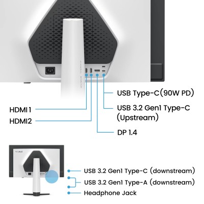 26.5" BenQ MOBIUZ EX271UZ, QD-OLED 3840x2160, 0,03 ms, 240Hz FreeSync Premium Pro, HDR10, höjdjusterbar, 2xHDMI/DP/USB-C 90W, USB 3.2-hubb#5