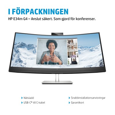 34" HP E34m G4, Curved VA 3440x1440, 5 ms, 75Hz, 1500R, höjdjusterbar, HDMI/DP/USB-C 65W, LAN, högtalare, webbkamera, USB 3.2-hubb#8