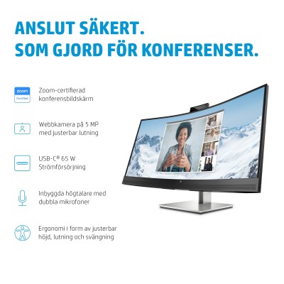 34" HP E34m G4, Curved VA 3440x1440, 5 ms, 75Hz, 1500R, höjdjusterbar, HDMI/DP/USB-C 65W, LAN, högtalare, webbkamera, USB 3.2-hubb#12