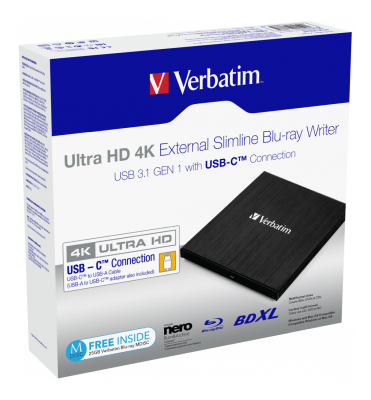 Blu-Ray/DVD±R/RW Verbatim External Slimline, USB 3.1/USB-C#3