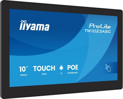 10.1" iiyama ProLite TW1023ASC-B3P, IPS 1280x800 touch, LAN/WiFi, högtalare, Android, 24/7-drift