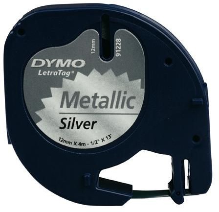 DYMO LetraTag Band, 12 mm brett, 4 m långt, plast, silver