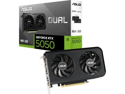 ASUS Dual GeForce RTX™ 5050 8GB GDDR6 Grafikkort, PCI Express 5.0, 8GB GDDR6, 2-slot design