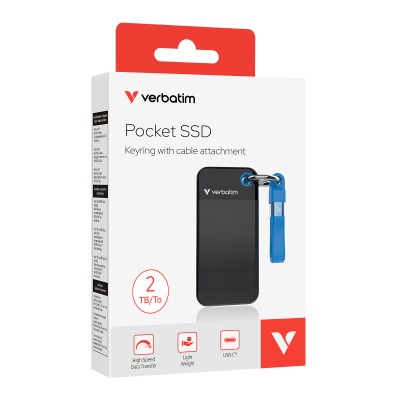 2 TB Verbatim Pocket SSD, USB 3.2 Gen2 - Svart/Blå#2
