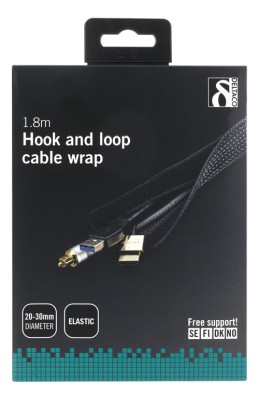 Deltaco Kabelsorteringsstrumpa i nylon kardborrband 1,8m Svart#3