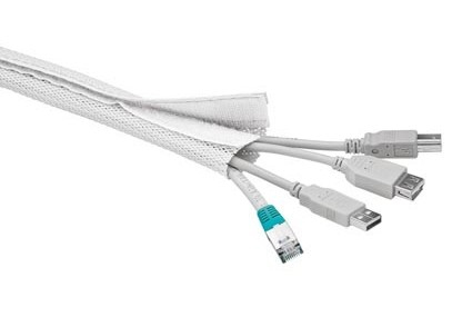 Kabelstrumpa för sortering, kardborrband, nylon, 1,8m - Vit