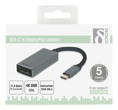 DELTACO USB-C till DisplayPort adapter, 4K 60Hz#3