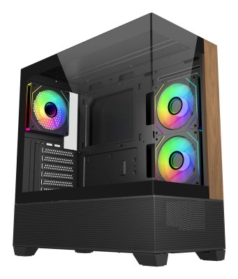 Cooler Master Elite 690 Black, TG, 3x120mm ARGB-fläktar, ATX - Svart