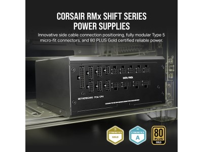 Corsair RM1200x Shift 1200W, ATX, 80PLUS Gold, löstagbara kablar - Svart#2