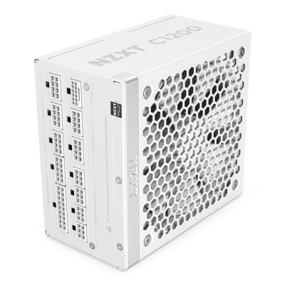 NZXT C1200 Gold, 1200W, ATX 3.1, 135 mm fläkt, 80PLUS Gold, löstagbara kablar - Vit
