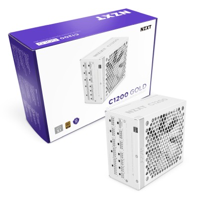 NZXT C1200 Gold, 1200W, ATX 3.1, 135 mm fläkt, 80PLUS Gold, löstagbara kablar - Vit#7