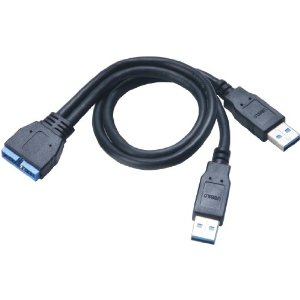 USB 3.0 2st Typ A till intern header adapter, 30cm, Svart