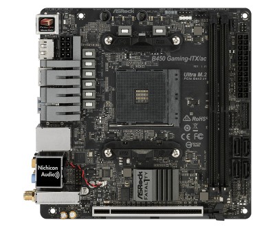 ASRock Fatal1ty B450 Gaming-ITX/ac, AMD Socket AM4, Mini-ITX, 1xPCIe, 2xDDR4, 1xM.2, HDMI/DP, USB-C, WiFi 5, Bluetooth#3