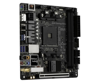 ASRock Fatal1ty B450 Gaming-ITX/ac, AMD Socket AM4, Mini-ITX, 1xPCIe, 2xDDR4, 1xM.2, HDMI/DP, USB-C, WiFi 5, Bluetooth#5