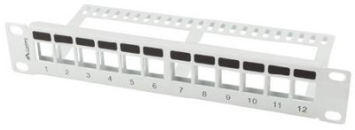 10" Patchpanel Lanberg, 12 portar, Keystone, 1U, metall - Grå