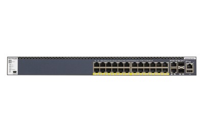 Netgear ProSafe M4300-28G-POE+, 24-port Gigabit + 2x10Gbe + 2xSFP 10Gbe, PoE+ 550W, rackmonterad