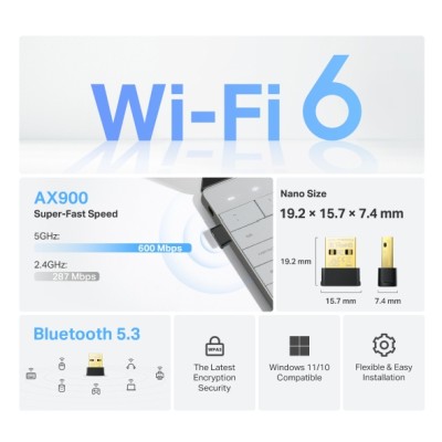 Nätverkskort TP-Link ARCHER TX10UB Nano, Wireless AX1800, WiFi 6, USB#3