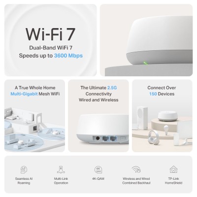 TP-Link Deco BE25 Whole Home Mesh WiFi 7 System, Dual-Band BE3600, 2x2.5GbE LAN, 1-pack#3