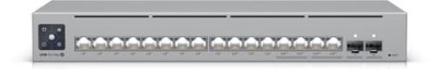 Ubiquiti UniFi USW Pro Max 16 PoE, 12xGbE PoE+, 4x2.5GbE PoE++, 2x10GbE SFP+, 180W, Etherlighting, fläktlös, bredd 330 mm