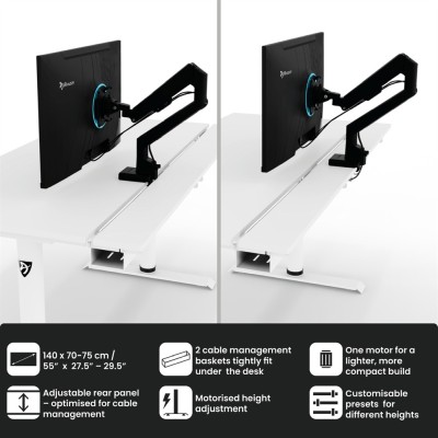 Arozzi Arena Nordico, elektriskt justerbart 71-115 cm - Vit#4