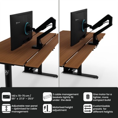 Arozzi Arena Nordico, elektriskt justerbart 71-115 cm - Valnöt#5