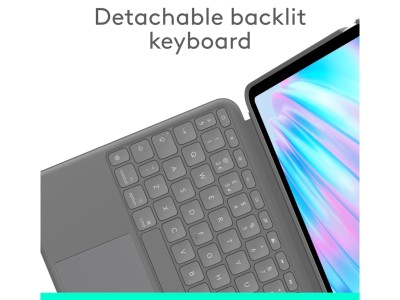 Logitech Combo Touch till iPad Air 11-tum M2, bakbelyst tangentbord med styrplatta, nordiskt - Grå#2
