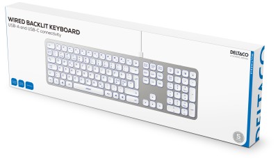 Deltaco Wired Low-Profile Aluminium Keyboard, USB-A/USB-C, bakgrundsbelysning#7