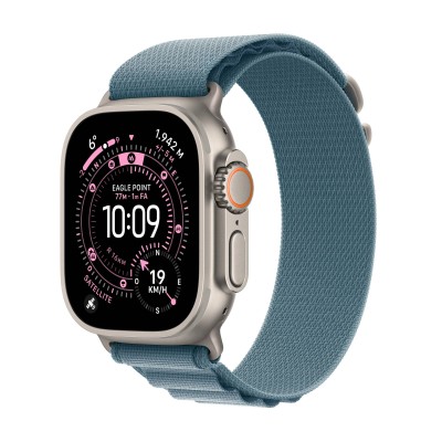 Apple Watch Ultra 3&nbsp;GPS + Cellular&nbsp;49mm&nbsp;Naturlig Titanboett med Ljusblå Bergsloop - Small#1