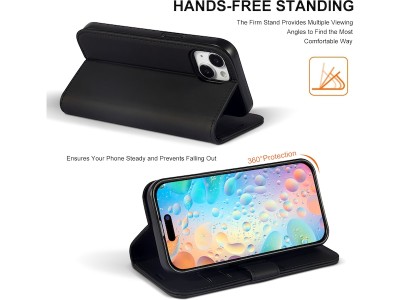 iiglo iPhone 15 / 14 Plånboksfodral (svart)#2