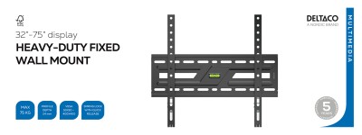 Deltaco Wall mount Heavy-duty, fixed, 32-75", 75 kg