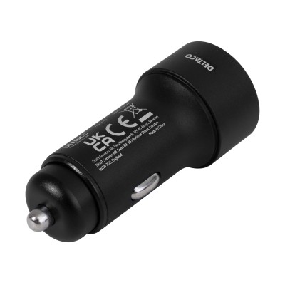 Deltaco USB car charger, 1xUSB-A 18W, 1xUSB-C PD 20W, tot 38W, black#2