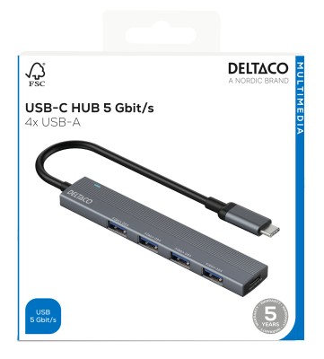 USB-C-hub Deltaco USBC-HUB206, 4xUSB 3.0, slim, aluminium#2