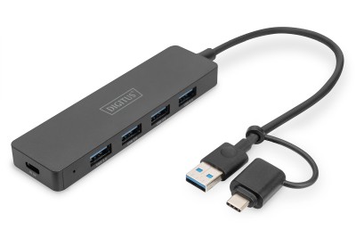 USB 3.0-hub Digitus Slimline Hub, 4xUSB 3.0, med USB-C-adapter#1