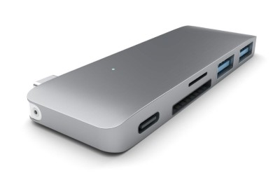 USB-C-hub Satechi, 2xUSB 3.0, kortläsare SD/MicroSD, USB Pass Through för laddning - Rymdgrå
