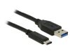 USB 3.1 Gen 2 Typ A till Typ C kabel, 1m - Svart